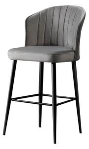 Set 4 scaune bar RUBI, stofă catifelata/metal, gri/negru, 52×42×97 cm
