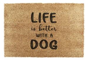 Covoraș de intrare din fibre de nucă de cocos 40x60 cm Life Is Better With a Dog – Artsy Doormats