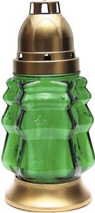 Candelă din sticlă în formă de brad verde/auriu durata de ardere 10 h