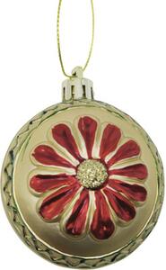 Glob Crăciun model floare Lafiora Ø 6 cm auriu/roșu