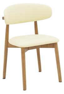 Scaun Ubene lemn de cauciuc si piele ecologica PU nuanta nuc si bej 46x58x79 cm