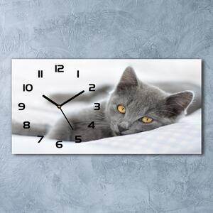 Ceas de perete modern din sticla pisică gri