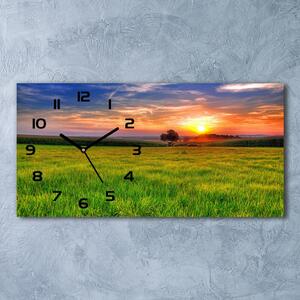 Ceas de perete modern din sticla Sunset Meadow