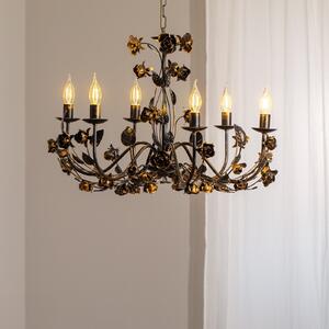 Candelabru Carolina, culoare bronz, 6 becuri, fier