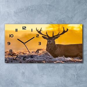 Ceas de perete orizontal din sticlă Sunrise Deer