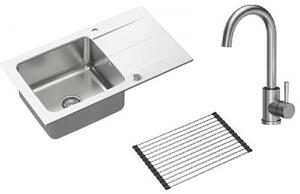 Set chiuvetă din granit-oțel Quadron Edward FUS_E7844BI_3623500BS, inserție scurgătoare Quadron Q R3825BL_MP