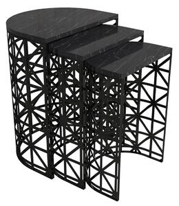 Masă pliabilă Stil Black Marble, 3 buc