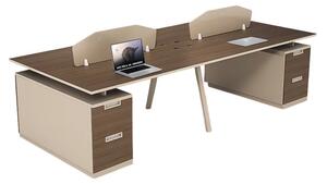 Birou operational Nova 4 cu sertare laterale fixe, 4 posturi - dimensiuni W2400*D1200*H750 mm