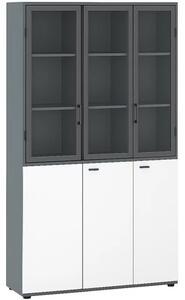Dulap cu trei uși – design modern cu uși din sticlă și cadru din melamină W1200*D400*H2000