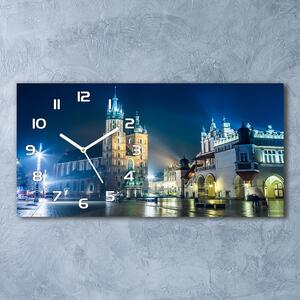 Ceas de perete orizontal din sticlă Cracovia noaptea