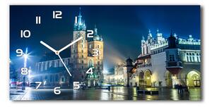 Ceas de perete orizontal din sticlă Cracovia noaptea