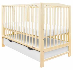 New Baby Pătuț pentru copii Lilly cu laturidetașabile și sertar, natural
