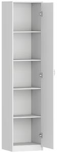 HOMCOM Dulap de Bucătărie Înalt Slim 180 cm, Mobilier cu 5 Rafturi și Ușă Soft Close, Anti-Răsturnare, Rafturi Reglabile, Mobilier Modern pentru Bucătărie, Alb | Aosom Romania