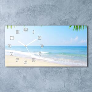 Ceas de perete orizontal din sticlă plaja tropicala