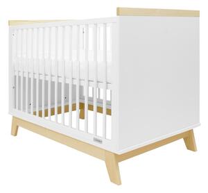 New Baby Crib Marcus cu barieră, alb/natural
