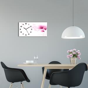 Ceas de perete modern din sticla floare roz