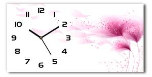 Ceas de perete modern din sticla floare roz