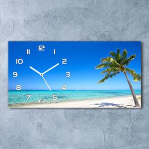 Ceas de perete modern din sticla plaja tropicala
