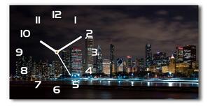 Ceas de perete modern din sticla Chicago noaptea