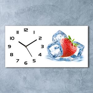 Ceas de perete orizontal din sticlă căpșuni gheață