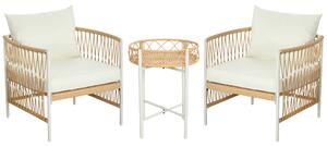 Outsunny Mobilier din 3 Piese pentru Terasă, Set din 2 Canapele și o Măsuță de Cafea pentru Exterior din Ratan, 72x66x64 cm, Crem | Aosom Romania