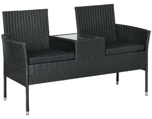 Outsunny Mobilier de Terasa pentru 2 Persoane cu Masa de Ceai