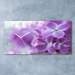 Ceas de perete modern din sticla flori de liliac