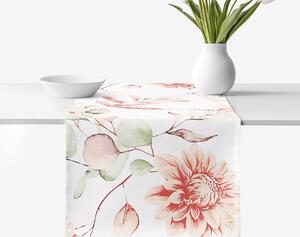 Goldea napron de masă 100% bumbac deluxe - flori acuarelă 20x120 cm