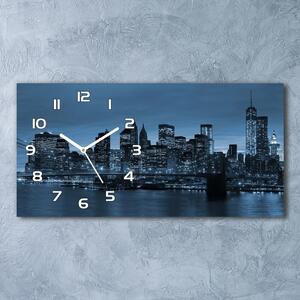 Ceas de perete orizontal din sticlă New York, pe timp de noapte