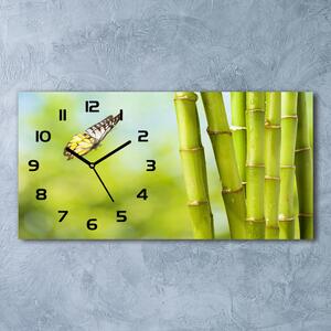 Ceas de perete modern din sticla Bambus și fluture