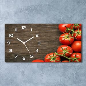 Ceas de perete orizontal din sticlă Tomate pe lemn