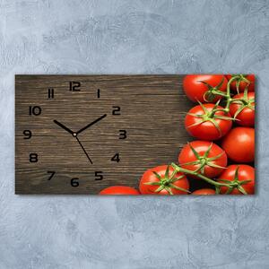 Ceas de perete orizontal din sticlă Tomate pe lemn