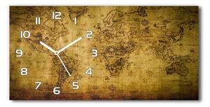 Ceas de perete orizontal din sticlă harta lumii vechi