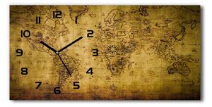Ceas de perete orizontal din sticlă harta lumii vechi