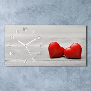 Ceas de perete modern din sticla Inima pe lemn