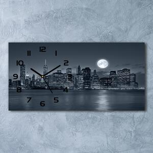 Ceas de perete modern din sticla New York, pe timp de noapte
