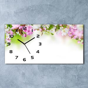 Ceas de perete modern din sticla Flori de primăvară