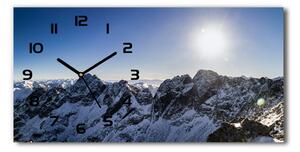 Ceas de perete orizontal din sticlă Iarna în Munții Tatra