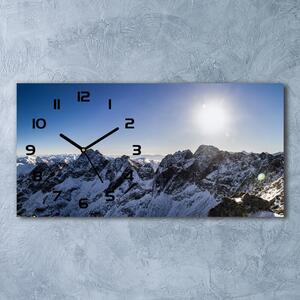Ceas de perete orizontal din sticlă Iarna în Munții Tatra