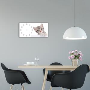 Ceas de perete modern din sticla pisică gri