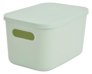 Cutie de depozitare verde-deschis din plastic cu capac 24,5x18x15 cm – Homéa