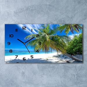 Ceas de perete modern din sticla plaja tropicala
