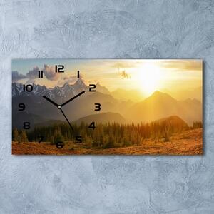 Ceas de perete orizontal din sticlă munte Apus de soare