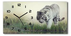 Ceas de perete modern din sticla tigru alb