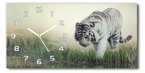 Ceas de perete modern din sticla tigru alb