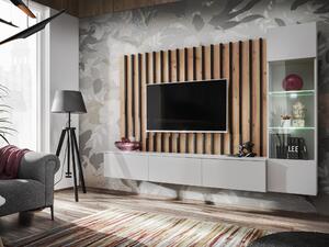 Mobilier living Vertic (stejar artisan + perla gray) (cu iluminat LED). 1097586