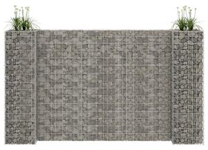 Jardinieră gabion în formă de H, sârmă oțel, 260 x 40 x 150 cm