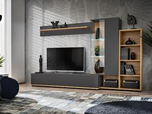 Mobilier living Siluett (antracit + stejar wotan) (cu iluminat LED). 1097583