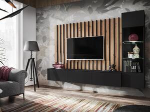 Mobilier living Vertic (stejar artisan + negru (cu iluminat LED). 1097588