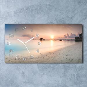Ceas de perete orizontal din sticlă plaja Maldive